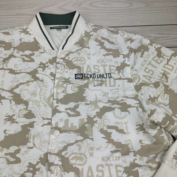Vintage 2000 Ecko Unltd All Over Print Master Mind Men's Varsity Jacket SZ XXL‎ - Picture 1 of 10